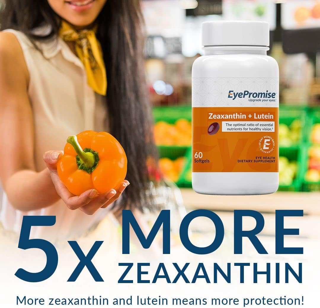 60 Softgel Capsules Eye Vitamin with Zeaxanthin & Lutein, Gluten-Free & Vegetarian, Natural Ingredients for Eye Health