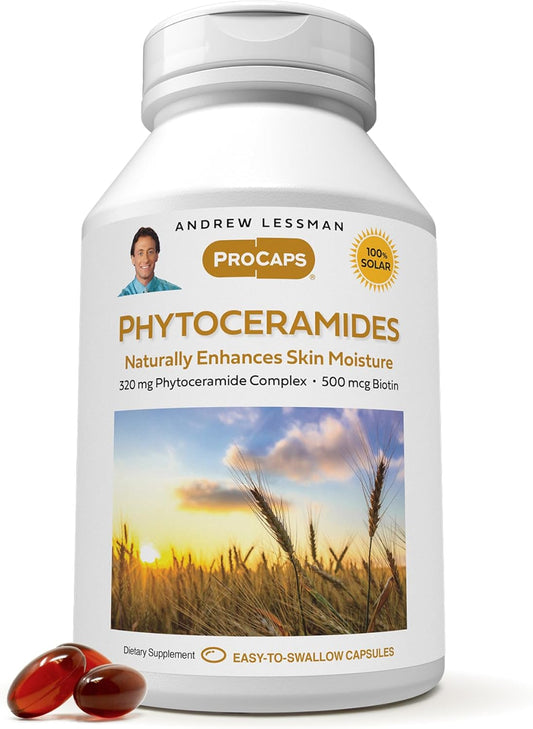 60 Softgels Andrew Lessman Phytoceramides with Biotin - Natural Internal Moisturizer for Smooth, Radiant Skin - Additive-Free Formula, Easy to Swallow