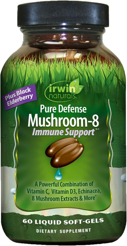 60 Softgels of Irwin Naturals Pure Defense Mushroom-8 for Immune Support