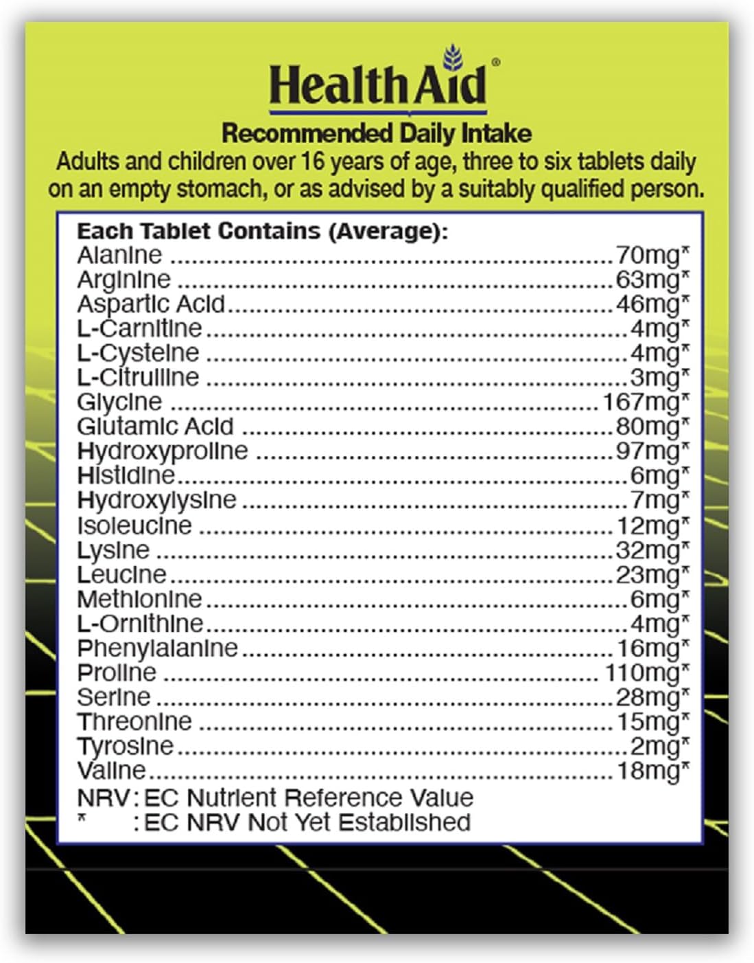 60 Tablets of HealthAid Free Form Multi Amino Acids Supplement for Overall Health and Wellness