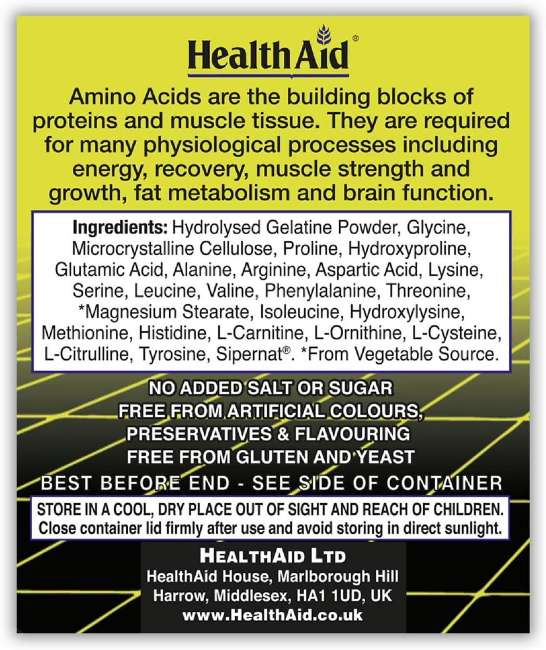 60 Tablets of HealthAid Free Form Multi Amino Acids Supplement for Overall Health and Wellness