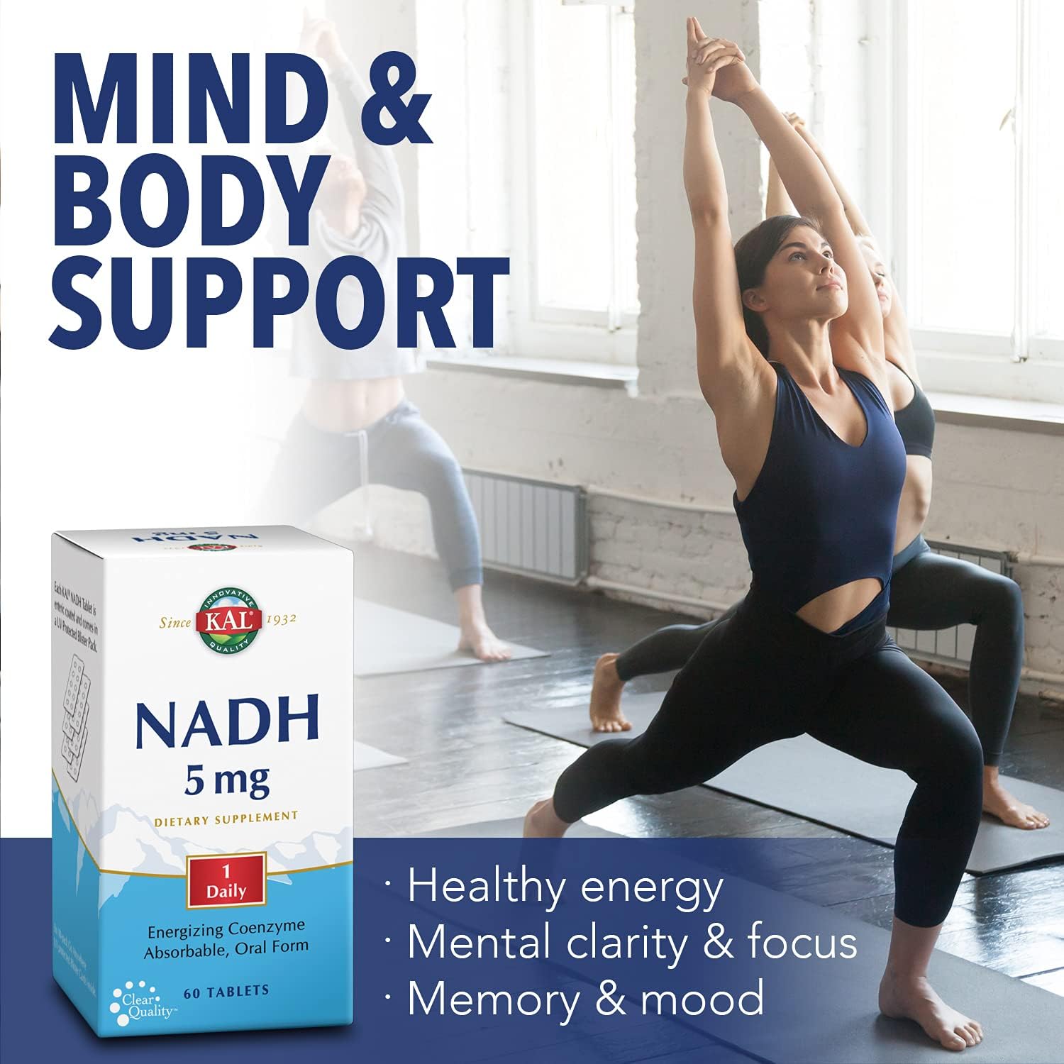 60 Tablets of KAL NADH 5mg for Increased Energy and Focus, 60 Servings