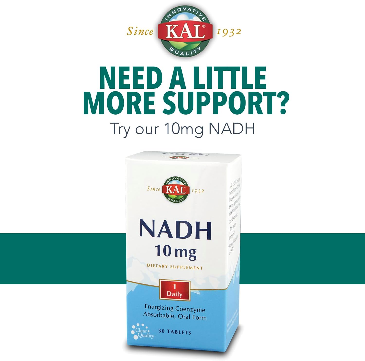 60 Tablets of KAL NADH 5mg for Increased Energy and Focus, 60 Servings