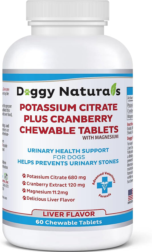 60 Tablets Pet Health Pharma Potassium Citrate Plus Cranberry & Magnesium Supplement for Dogs - Urinary Tract Support - Prevents Calcium Oxalate Stones - Bladder & Kidney Stone Deterrent - Made in USA