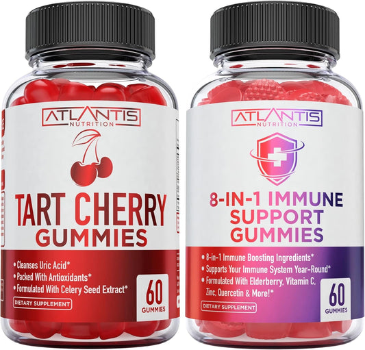60 Tart Cherry Gummies with 8-in-1 Immune Support by Atlantis Nutrition