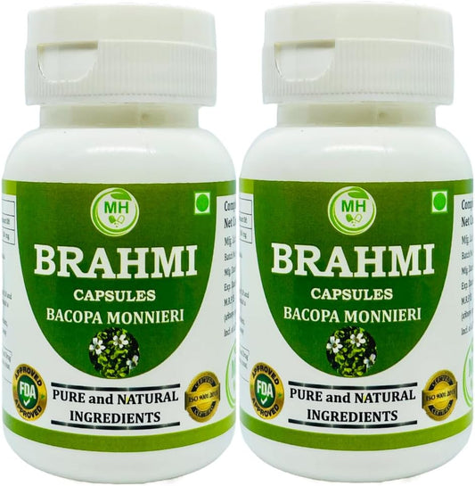60 Veg. Capsules of Morsan Healthcare Brahmi (Centella Asiatica) 500mg - Pure Herbal Supplement (2 Pack)