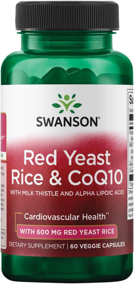 60 Veg Capsules of Swanson Red Yeast Rice & CoQ10 with Milk Thistle and Alpha Lipoic Acid