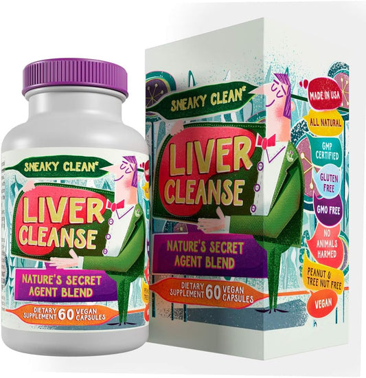 60 Vegan Capsules Liver Cleanse Support Supplement with Milk Thistle for Detox - Hippie Farms Nature's Secret Agent Blend