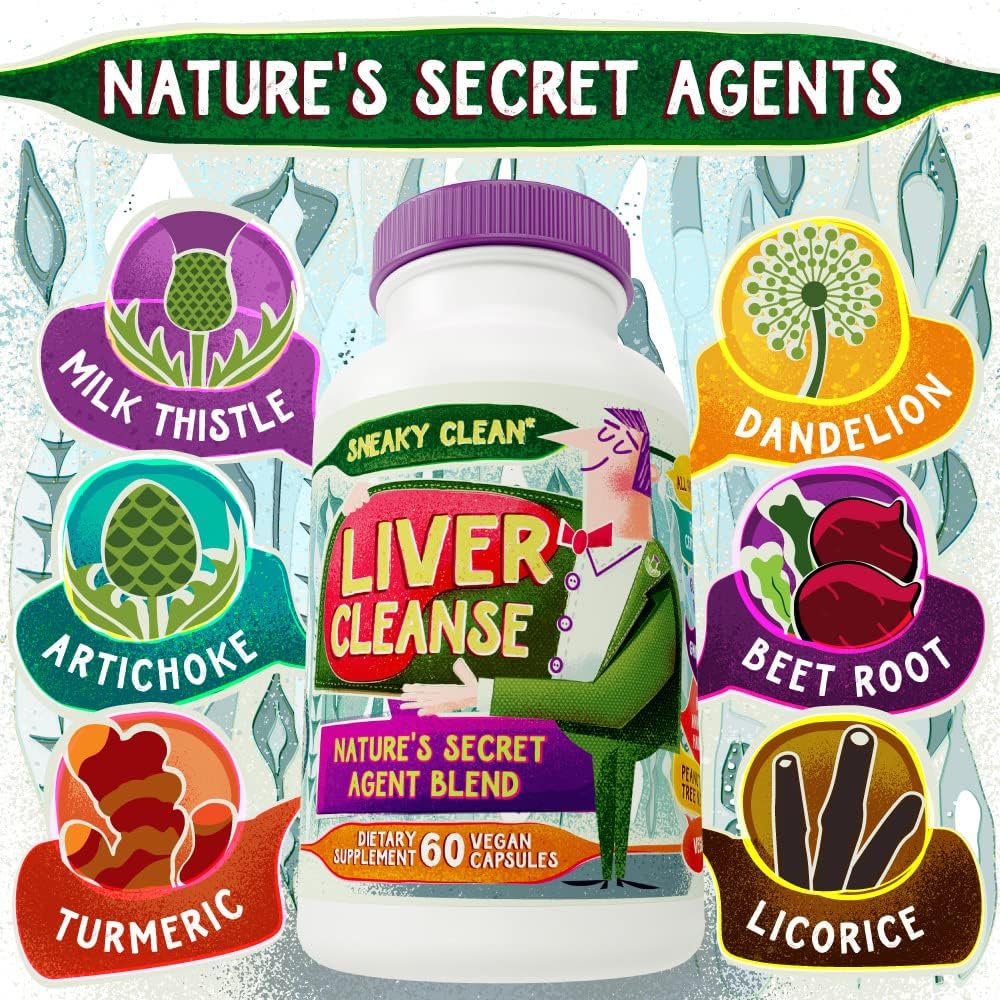 60 Vegan Capsules Liver Cleanse Support Supplement with Milk Thistle for Detox - Hippie Farms Nature's Secret Agent Blend