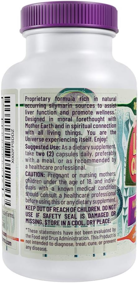 60 Vegan Capsules Liver Cleanse Support Supplement with Milk Thistle for Detox - Hippie Farms Nature's Secret Agent Blend