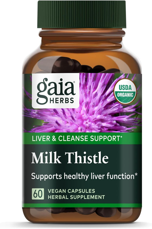 60 Vegan Capsules of Gaia Herbs Milk Thistle for Liver Support and Healthy Liver Function - Natural Cleanse Supplement for Liver Health*