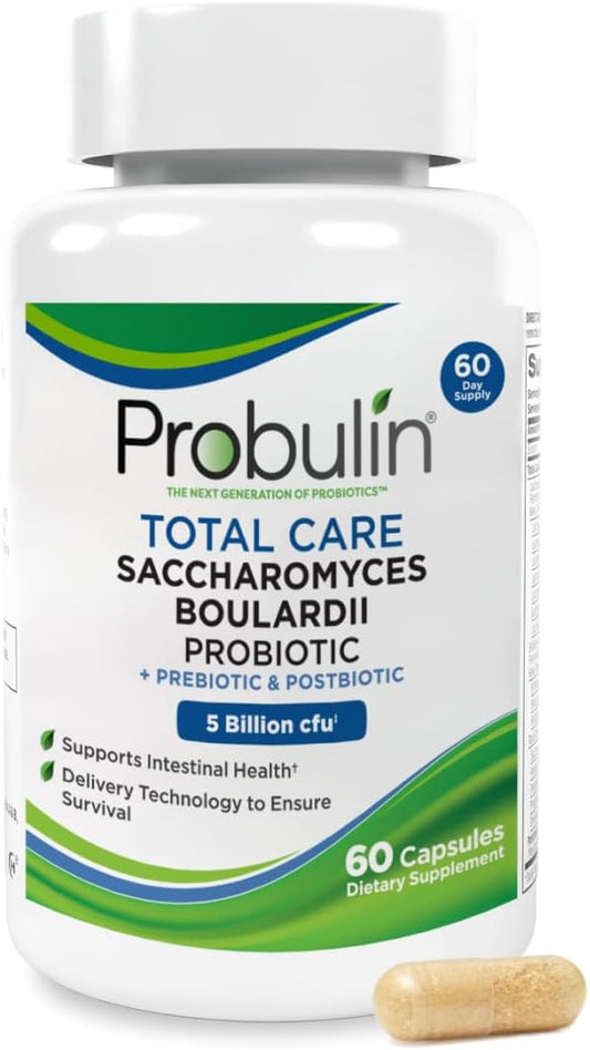 60 Vegan Capsules of Probulin Total Care with Saccharomyces Boulardii for Pre, Pro, and Postbiotic Support