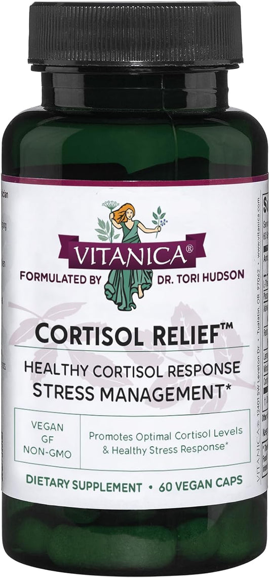 60 Vegan Capsules of Vitanica Cortisol Relief Supplement for Sleep and Stress Management