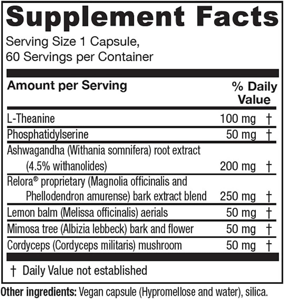 60 Vegan Capsules of Vitanica Cortisol Relief Supplement for Sleep and Stress Management