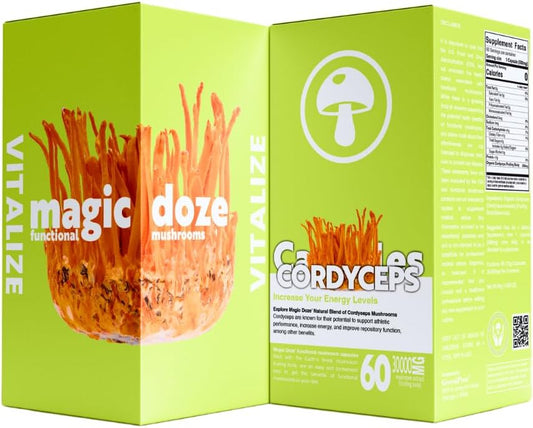 60 Vegan Cordyceps Mushroom Capsules by MAGICDOZE - Herbal Dietary Supplement for Better Sleep and Health