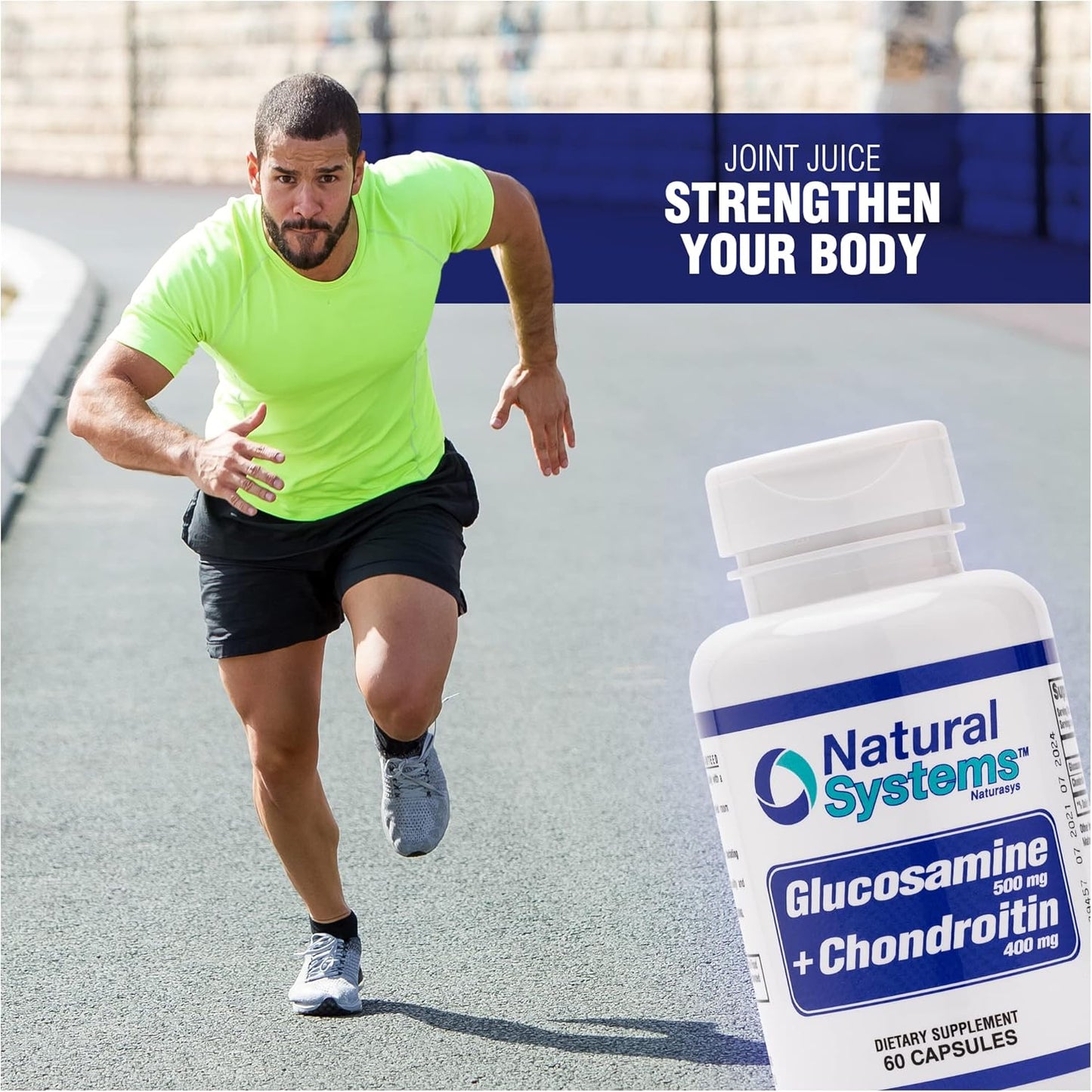 60 Vegan Glucosamine Chondroitin Capsules for Joint Support by Naturasys