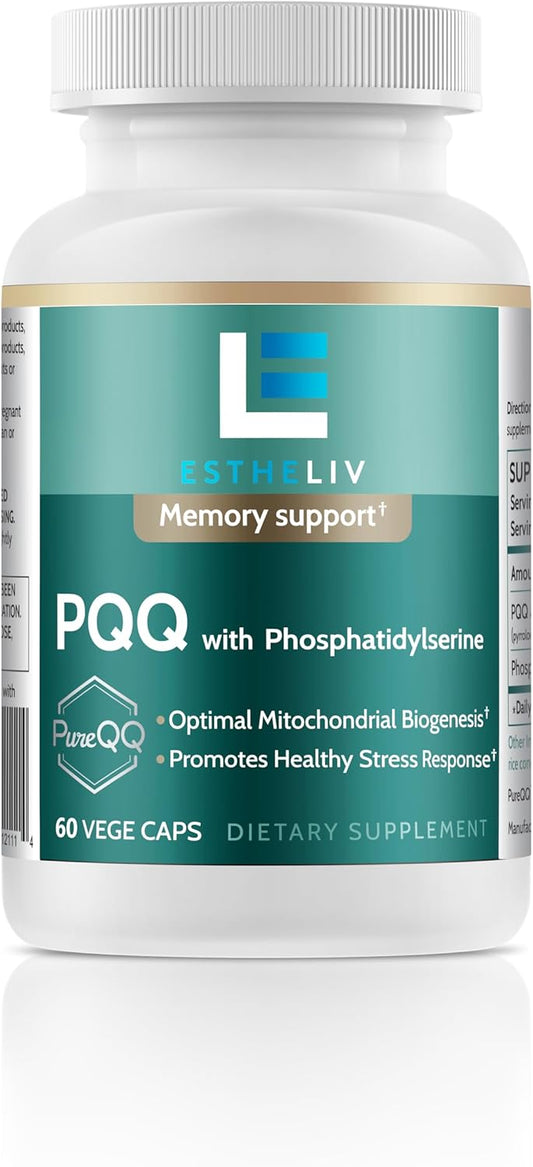 60 VegeCaps of ESTHELIVยฎ PQQ with Phosphatidylserine for Enhanced Cognitive Support and Cellular Energy