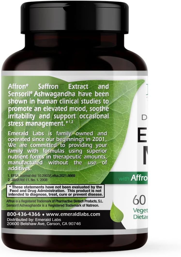 60 Vegetable Capsules Stress Management Supplement with Ashwagandha & Saffron Extracts (30-Day Supply)