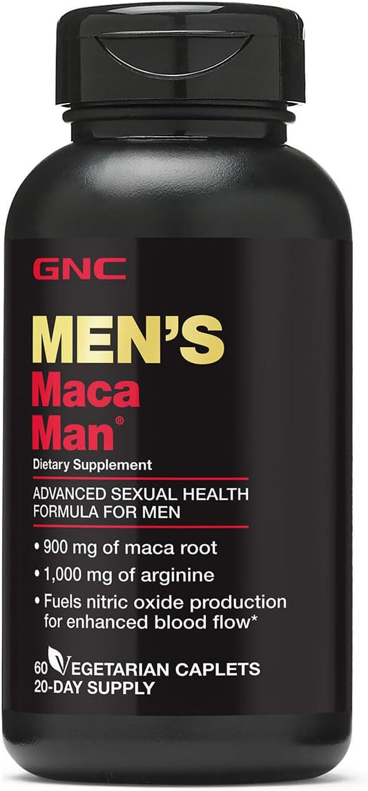60 Vegetarian Capsules of GNC Maca Man with Maca Root and Arginine for Improved Blood Circulation