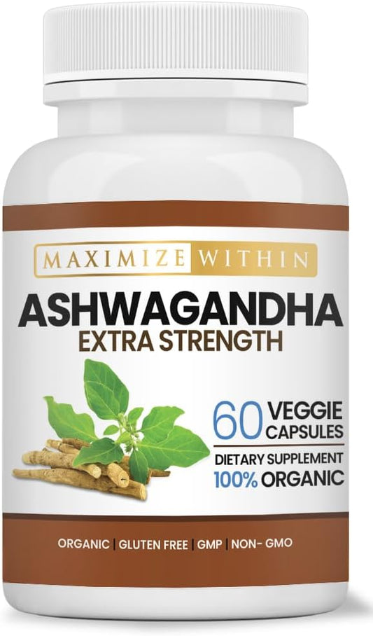 60 Vegetarian Capsules of Max Strength Ashwagandha Root for Immune Support and Balance
