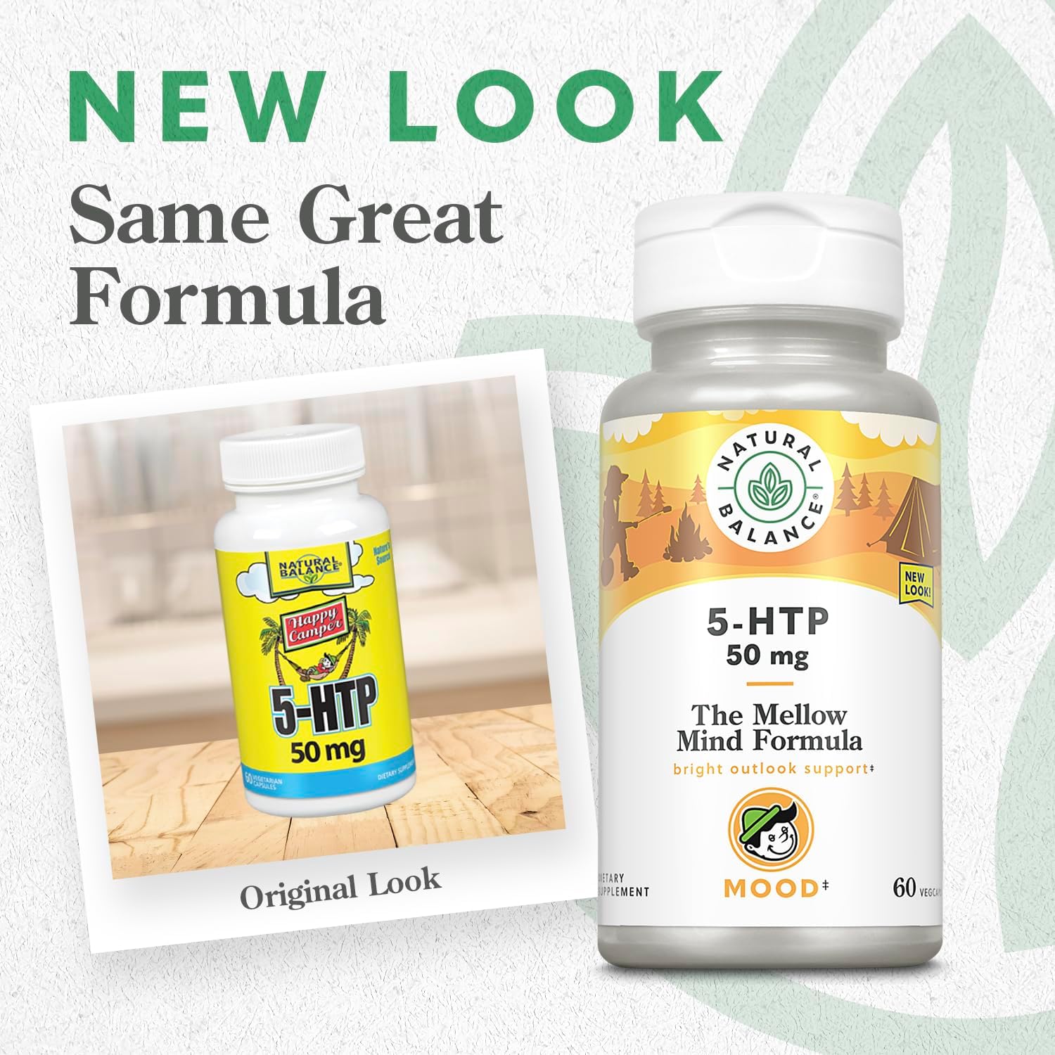 60 Vegetarian Capsules of Natural Balance Happy Camper 5-HTP 50 mg with Vitamin B-6