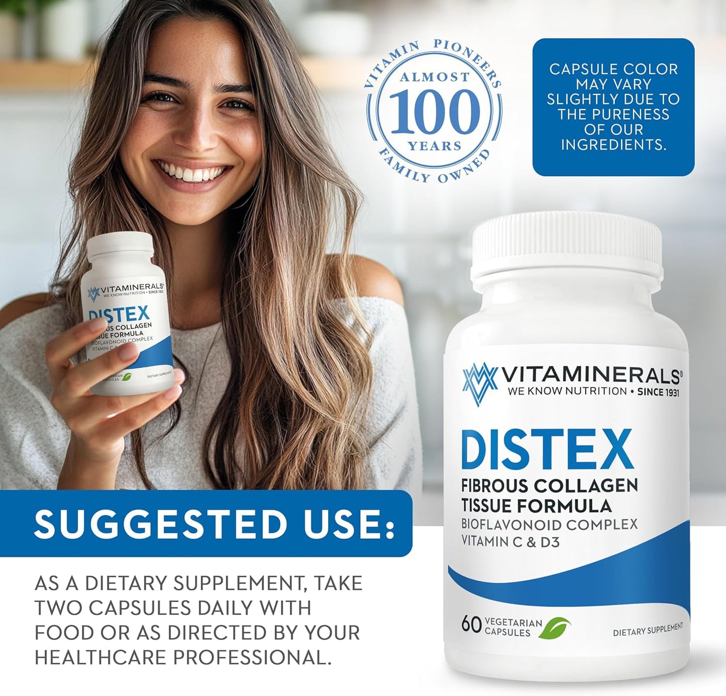 60 Veggie Caps of Vitaminerals 117 Distex™ Spinal Disc Support with Bromelain, Turmeric, and Manganese