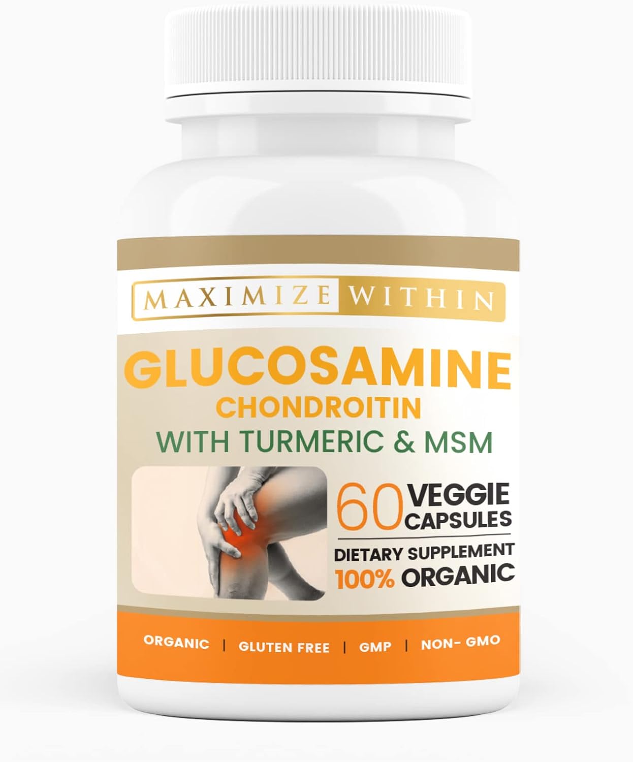 60 Veggie Capsules of Glucosamine Chondroitin with Turmeric & MSM for Optimal Joint Health