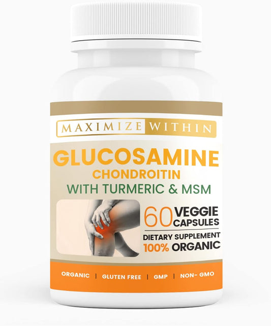 60 Veggie Capsules of Glucosamine Chondroitin with Turmeric & MSM for Optimal Joint Health