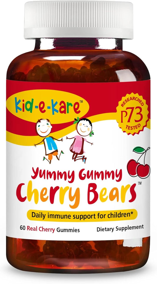 60 Yummy Cherry Gummy Bears for Kids - Daily Immune Support with P73 Oreganol & Black Seed Oil - Non-GMO - 30 Servings