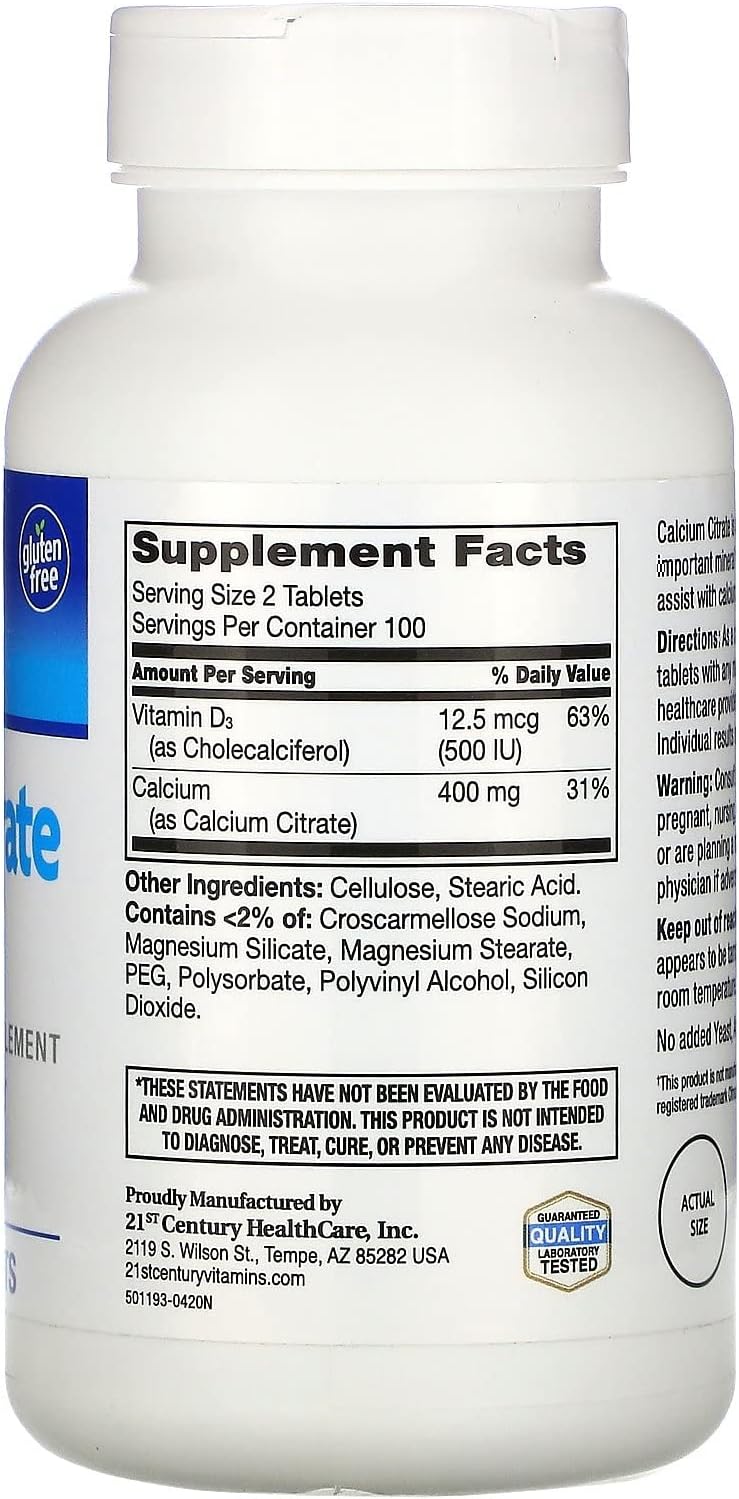 600 Coated Calcium Citrate Petites + D3 Tablets for Bone Health - Pack of 3