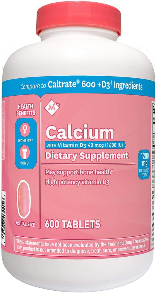 600 Count Member's Mark 600mg Calcium + D3 Dietary Supplement for Bone Health