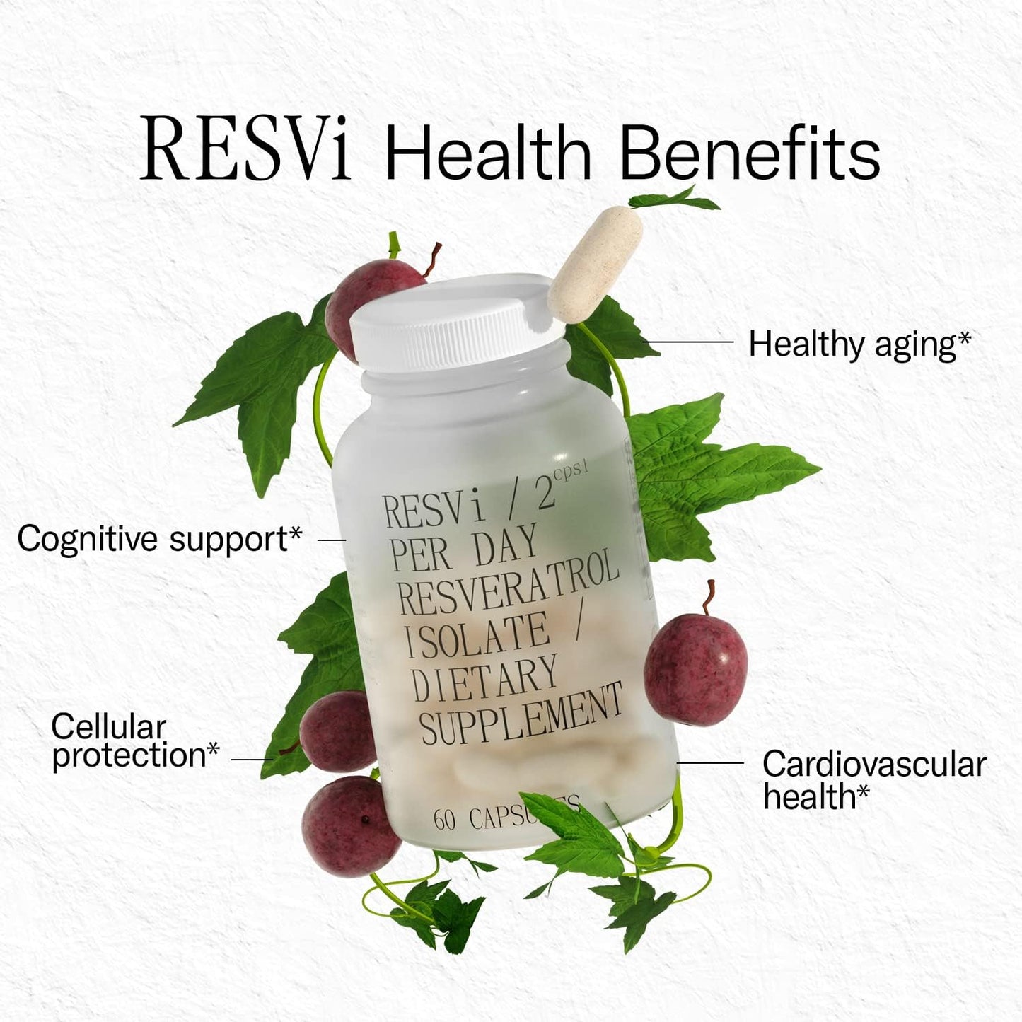 600 mg Trans Resveratrol Antioxidant Supplement for Healthy Ageing | Vegetarian Capsules | Made in Greece | 60 Capsules