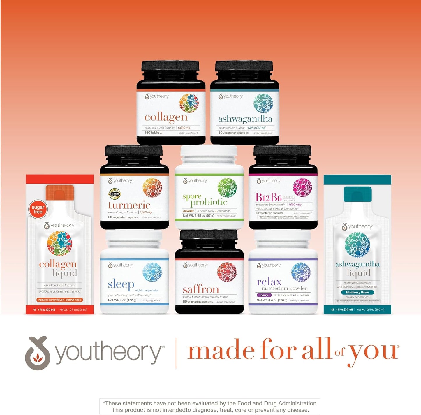 6,000 mg Collagen Supplements with Vitamin C for Hair, Skin & Nails - Youtheory Advanced Collagen - 120 Tablets for Women and Men