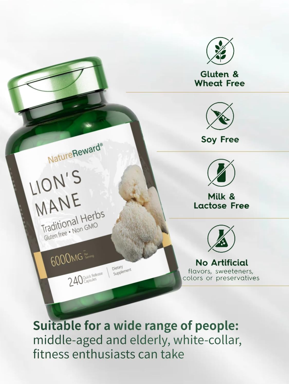 6000MG Lion's Mane Mushroom Supplement for Mental Clarity, Focus, and Memory - 240 Capsules