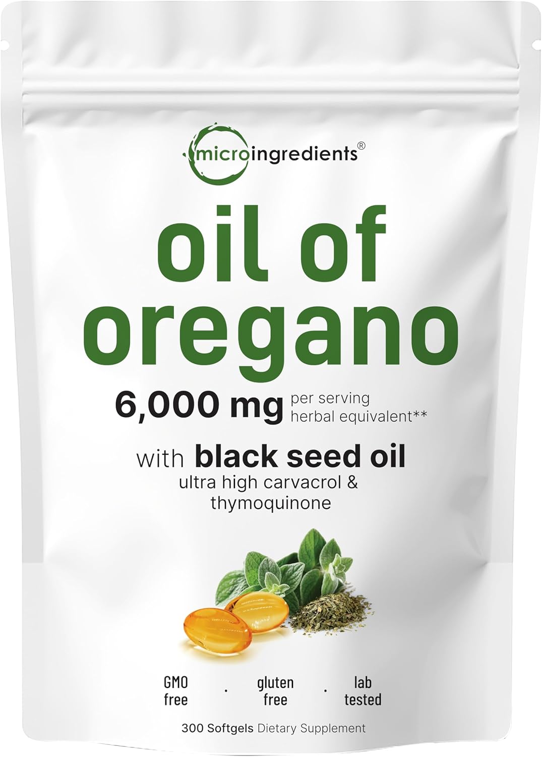 6,000mg Oil of Oregano Softgels & Myo & D-Chiro Inositol Powder Bundle | 4X Strength Carvacrol & Thymoquinone | Women's Inositol Supplement - 2 Pack
