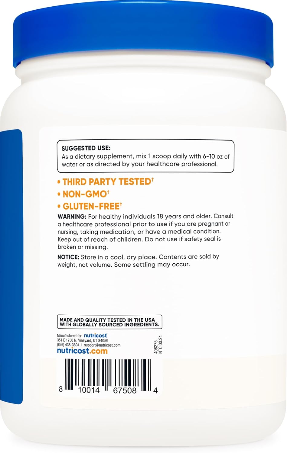 600g Nutricost L-Citrulline Malate (2:1) Powder - Pure Amino Acid Supplement for Performance Boost