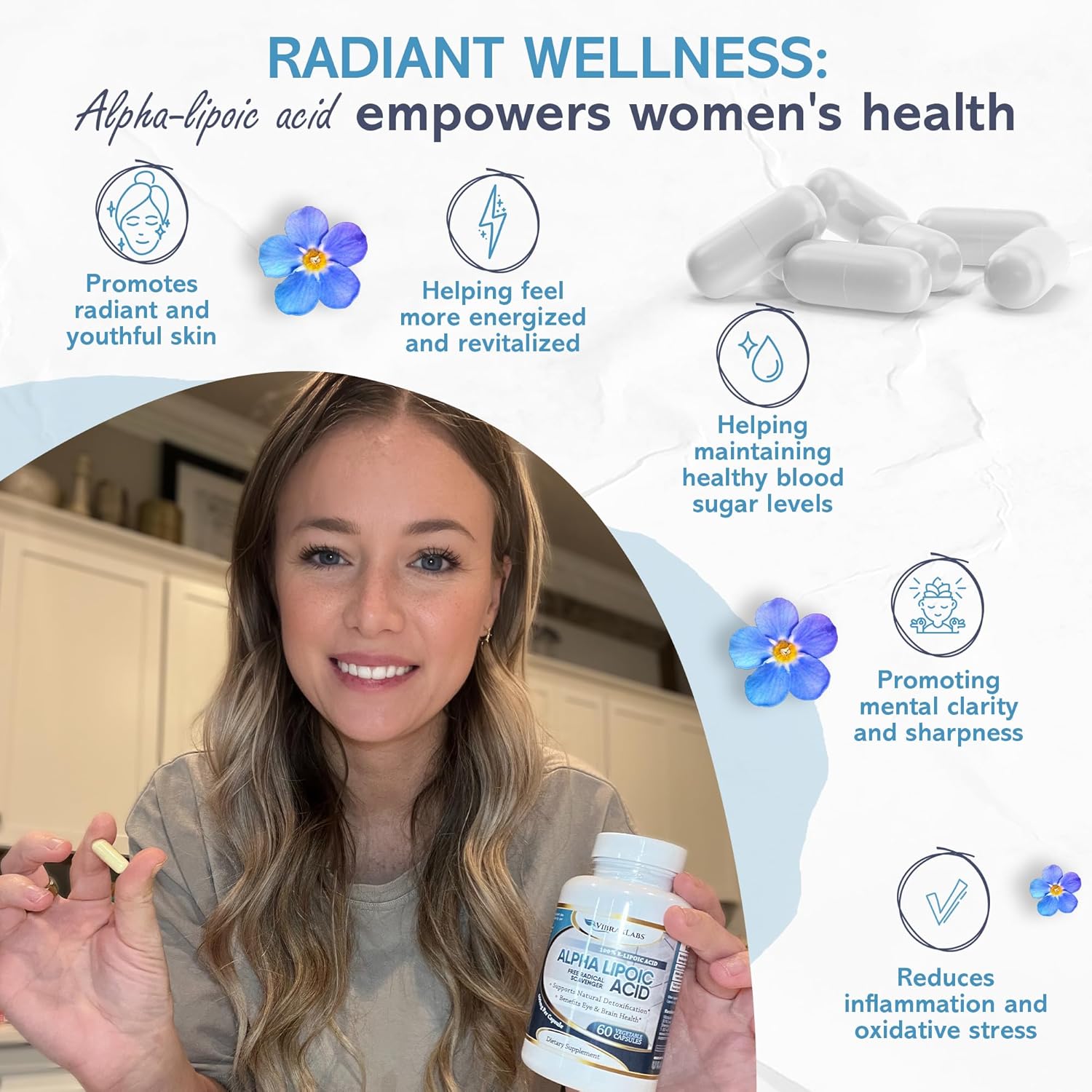 600mg Alpha Lipoic Acid Capsules - Pure Vegetarian Supplement for Nerve Pain, Skin, Face, Eye, Brain Boost - Sustain Natural Detox, Non-GMO