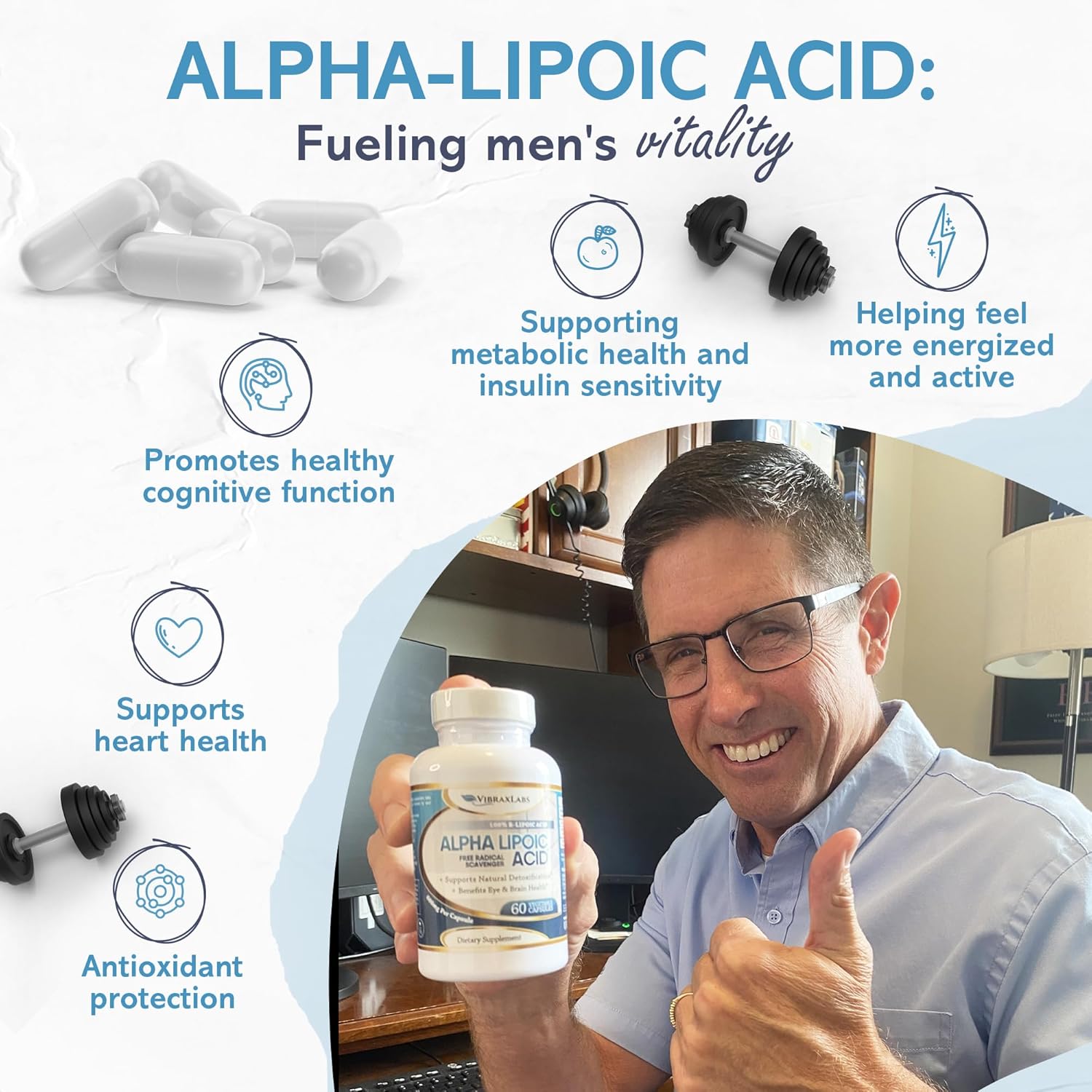 600mg Alpha Lipoic Acid Capsules - Pure Vegetarian Supplement for Nerve Pain, Skin, Face, Eye, Brain Boost - Sustain Natural Detox, Non-GMO