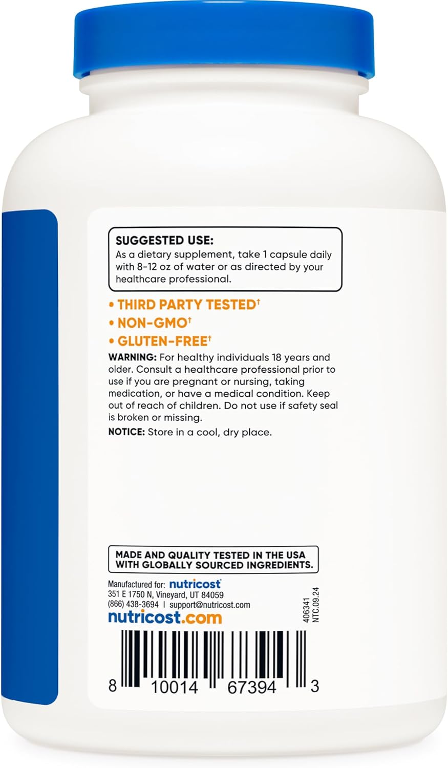 600mg Artichoke Extract Capsules - 240 Vegetarian, Gluten Free, Non-GMO - Nutricost