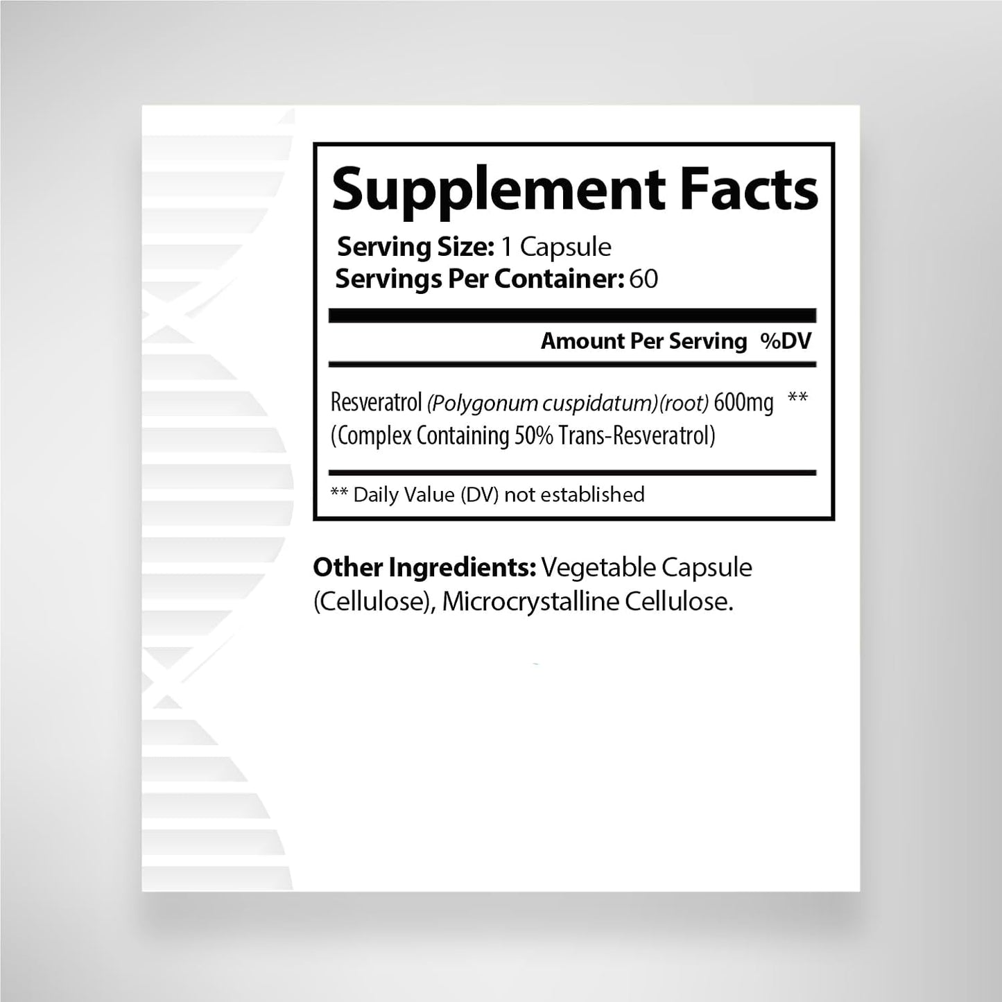 600mg Biogenique Resveratrol Capsules: Potent Antioxidants & Trans-Resveratrol, Anti-Aging & Cardiovascular Support - 60 Count - USA Made Vegan Supplement