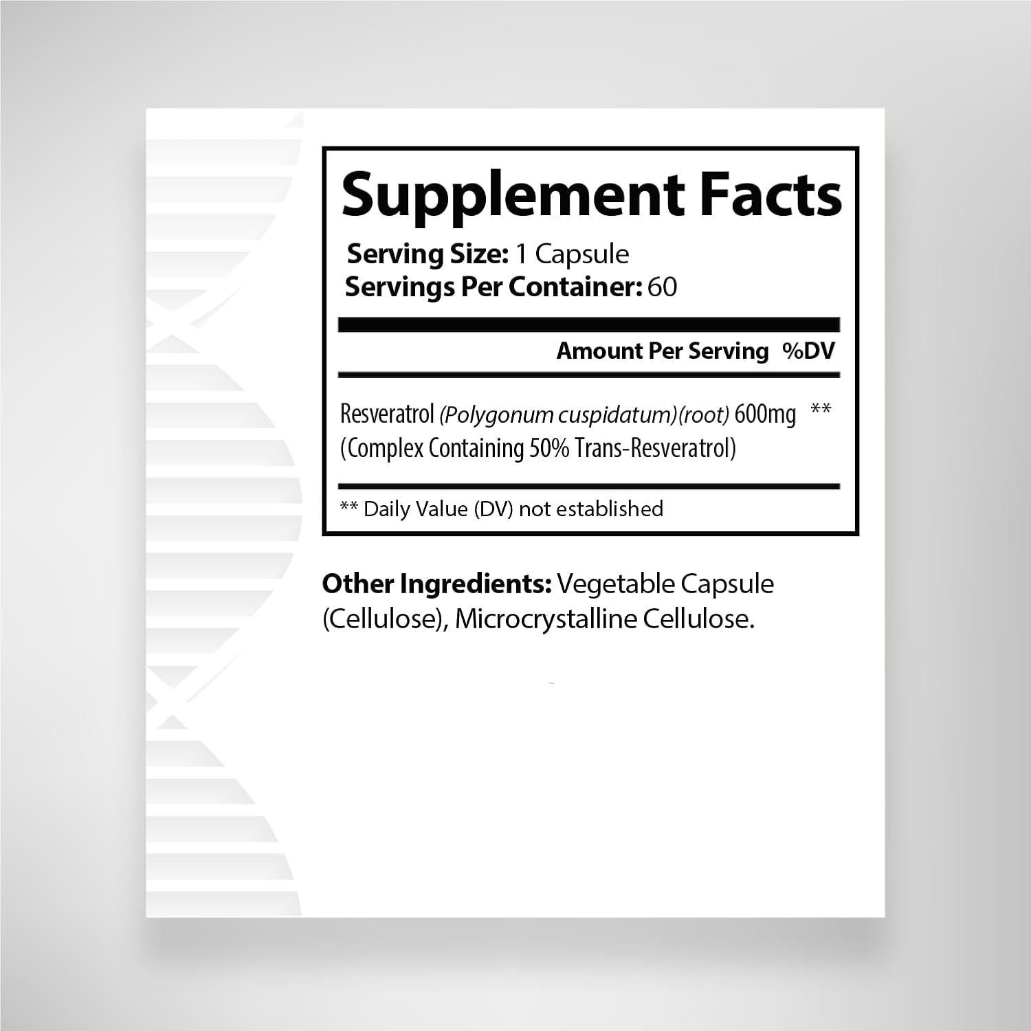 600mg Biogenique Resveratrol Capsules: Potent Antioxidants & Trans-Resveratrol, Anti-Aging & Cardiovascular Support - 60 Count - USA Made Vegan Supplement