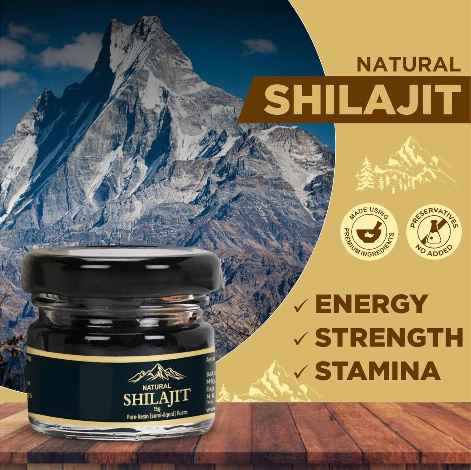 600mg ELVPOTEC Shilajit Pure Himalayan Resin with 85+ Trace Minerals - Natural Energy & Immune Support Supplement - 30g (1 Pack)