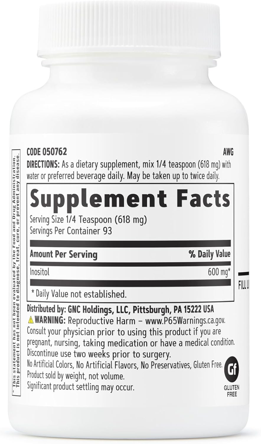 600mg GNC Inositol Powder - 2 oz for Mental Health and Wellness