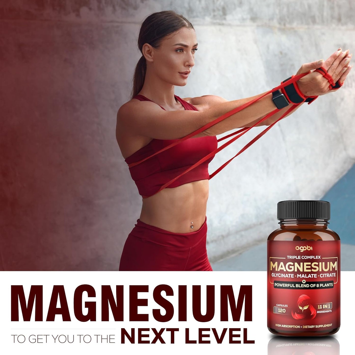 600mg Magnesium Glycinate, Malate, & Citrate Capsules with Added Spinach & Swiss Chard for Calm & Muscle Cramp Support