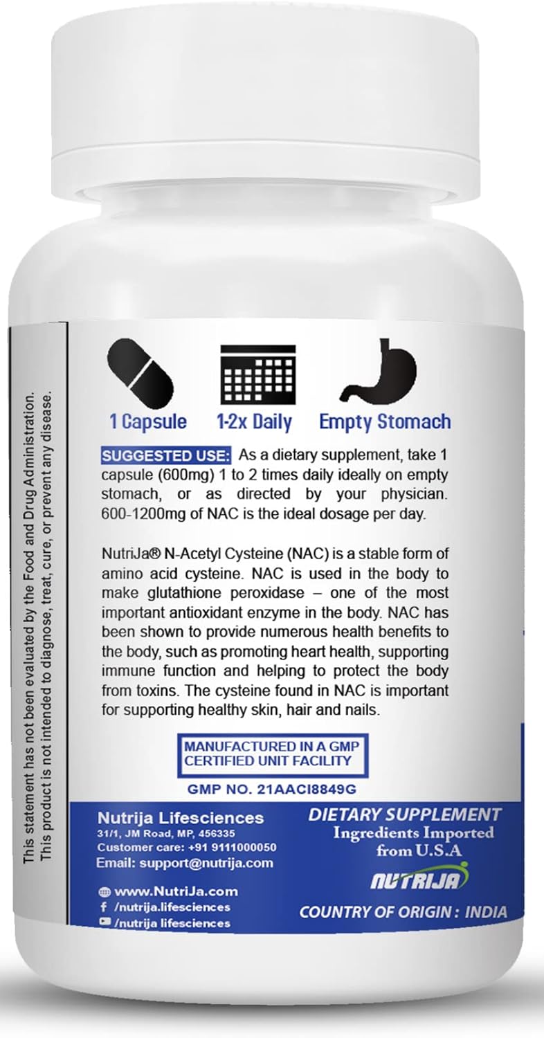 600mg NAC (N-Acetyl L-Cysteine) Supplement - 30 Capsules for Immune Support & Antioxidant Benefits
