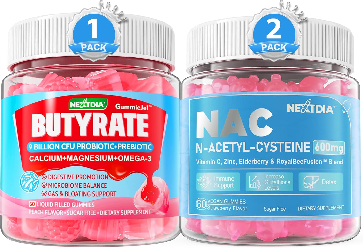 600mg NAC Supplement with Probiotic in Nextdia Butyrate Gummies