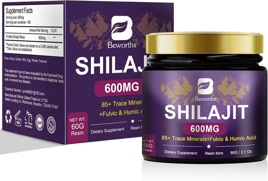 600mg Pure Himalayan Organic Shilajit Resin Supplement with Trace Minerals & Fulvic Acid - Gel for Energy, Immunity, Digestive, Brain Support | 100 Servings