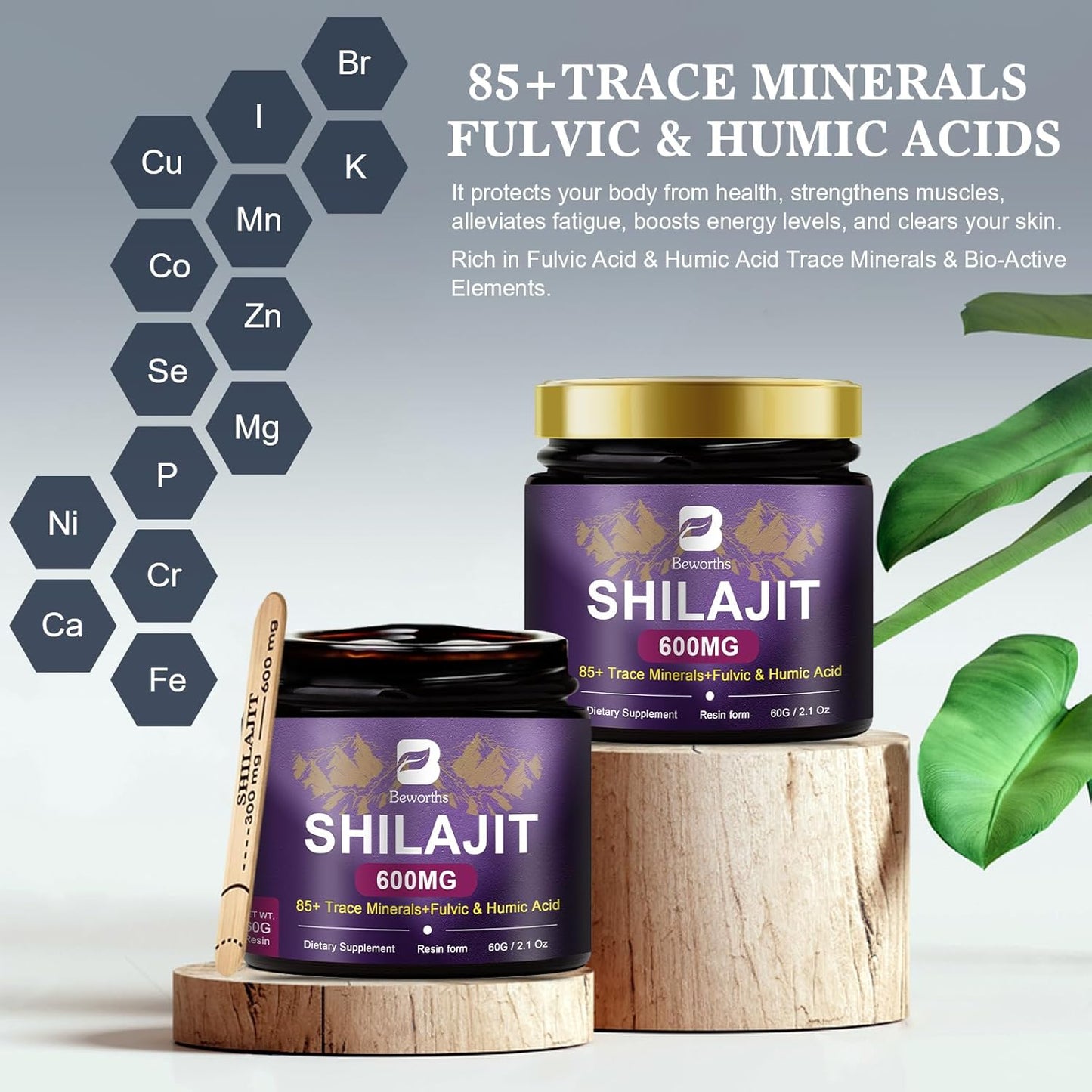 600mg Pure Himalayan Organic Shilajit Resin Supplement with Trace Minerals & Fulvic Acid - Gel for Energy, Immunity, Digestive, Brain Support | 100 Servings