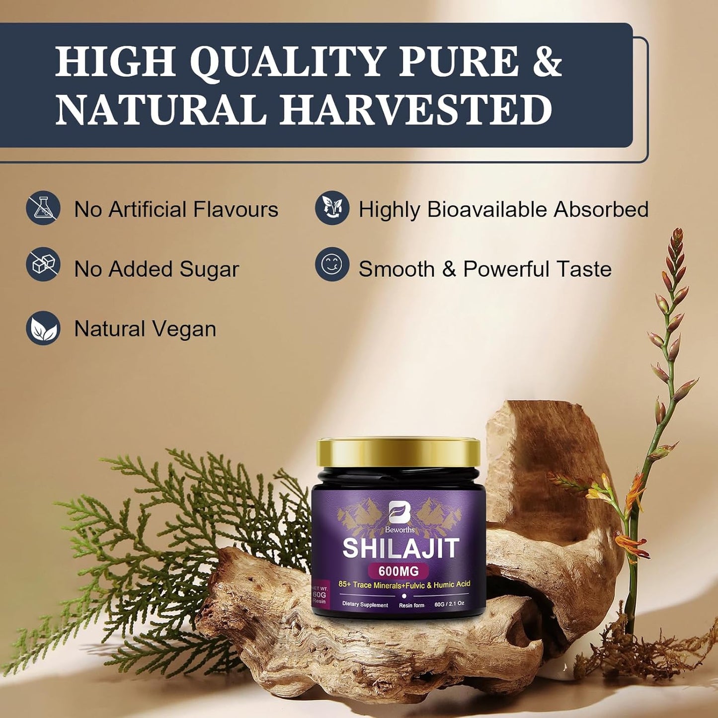 600mg Pure Himalayan Organic Shilajit Resin Supplement with Trace Minerals & Fulvic Acid - Gel for Energy, Immunity, Digestive, Brain Support | 100 Servings