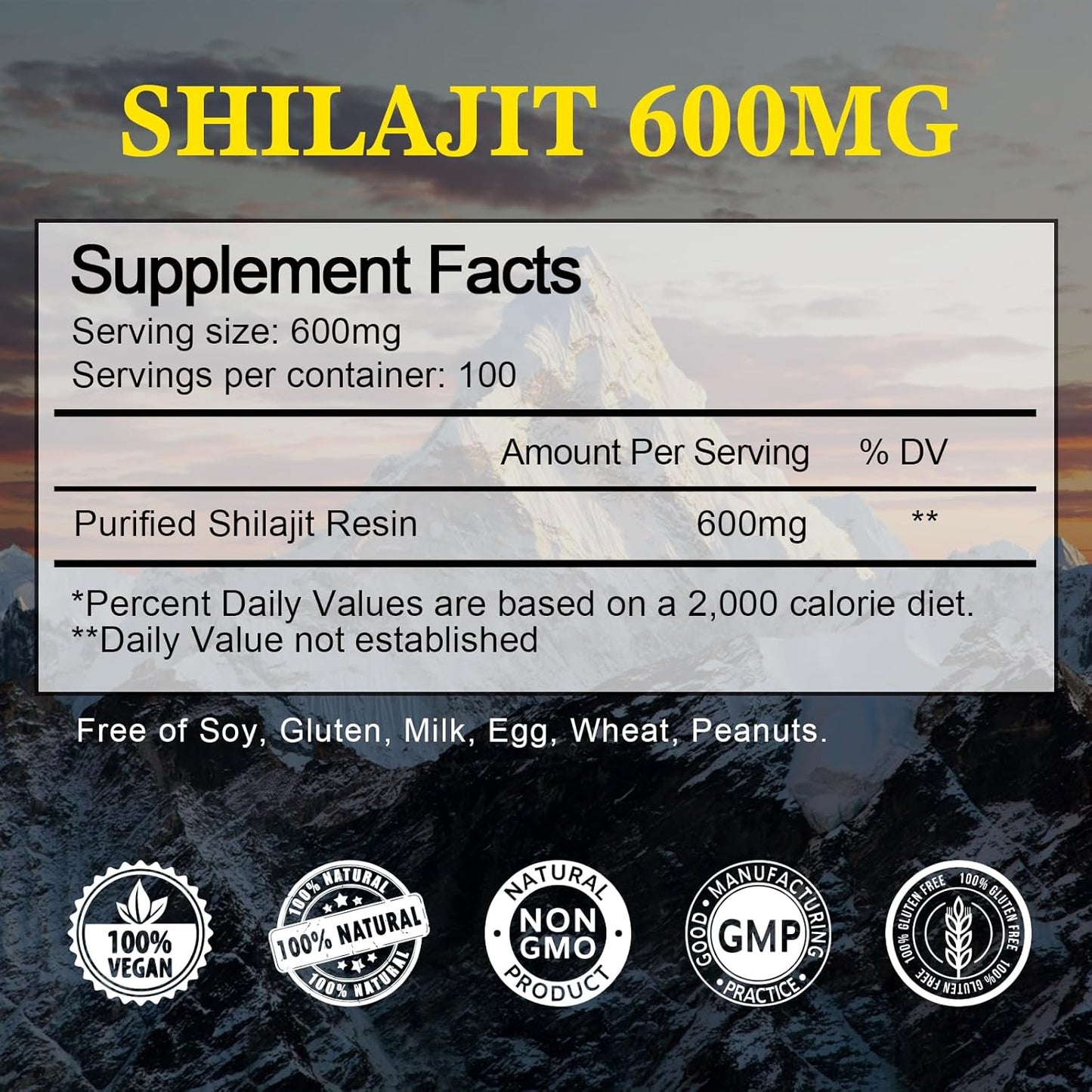 600mg Pure Himalayan Organic Shilajit Resin Supplement with Trace Minerals & Fulvic Acid - Gel for Energy, Immunity, Digestive, Brain Support | 100 Servings